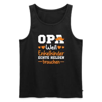 Großvater Opa Weil Enkelkinder Echte Helden - Männer Premium Bio Tank Top - Schwarz - Vorne - Michal (187cm)