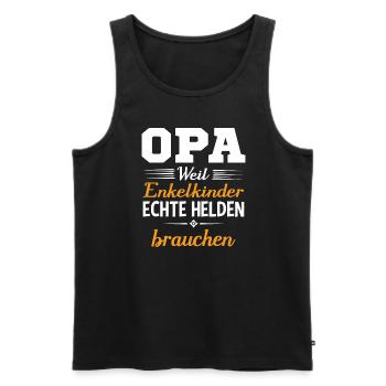 Opa Weil Enkelkinder Echte Helden Brauchen - Männer Premium Bio Tank Top - Schwarz - Vorne - Michal (187cm)