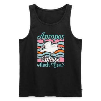 Apropos Möwe Möwie Noch een Plattdeutscher Spruch - Männer Premium Bio Tank Top - Schwarz - Vorne - AI Model Male 178 light (178cm)