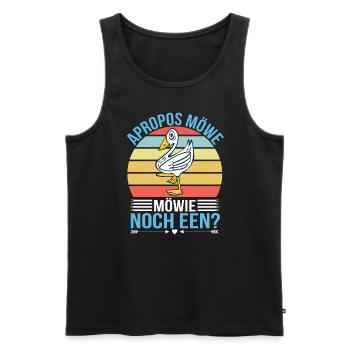 Apropos Möwe Möwie Noch een Plattdeutscher Humor - Männer Premium Bio Tank Top - Schwarz - Vorne - AI Model Male 178 light (178cm)