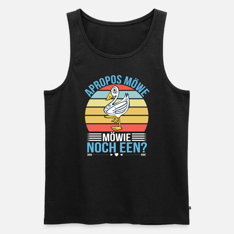 Apropos Möwe Möwie Noch een Plattdeutscher Humor - Männer Premium Bio Tank Top - Schwarz