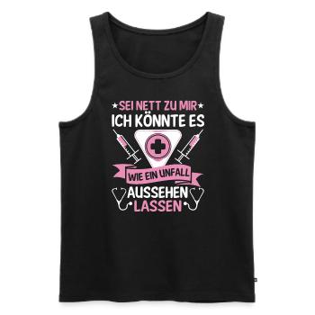 Lustiger Krankenschwester Pflegerin Spruch Pflege - Männer Premium Bio Tank Top - Schwarz - Vorne - Michal (187cm)