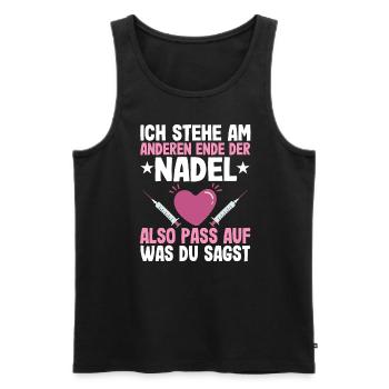 Ich Stehe Am Anderen Ende Der Nadel - Männer Premium Bio Tank Top - Schwarz - Vorne - AI Model Male 178 light (178cm)
