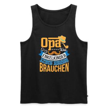 Opa Weil Enkelkinder Echte Helden Brauchen - Männer Premium Bio Tank Top - Schwarz - Vorne - Michal (187cm)