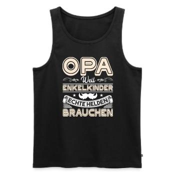Opa Weil Enkelkinder Echte Helden Brauchen - Männer Premium Bio Tank Top - Schwarz - Vorne - Michal (187cm)
