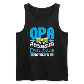 Opa Weil Enkelkinder Echte Helden Brauchen - Männer Premium Bio Tank Top - Schwarz - Vorne - Michal (187cm)