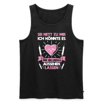 Lustiger Pflege Spruch Krankenpflegerin - Männer Premium Bio Tank Top - Schwarz - Vorne - Michal (187cm)