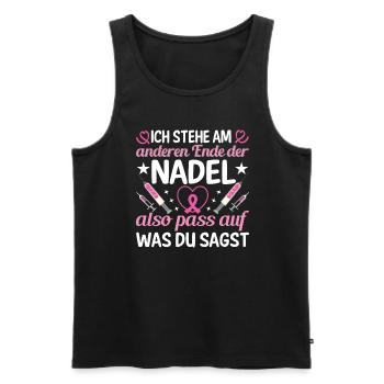 Ich Stehe Am Anderen Ende Der Nadel - Männer Premium Bio Tank Top - Schwarz - Vorne - AI Model Male 178 light (178cm)