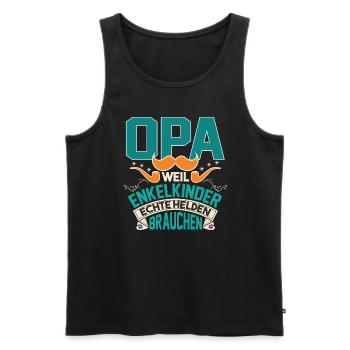 Opa Weil Enkelkinder Echte Helden Brauchen - Männer Premium Bio Tank Top - Schwarz - Vorne - Michal (187cm)