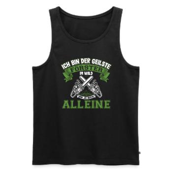 Lustiger Forstwirt Spruch Förster Waldarbeiter - Männer Premium Bio Tank Top - Schwarz - Vorne - AI Model Male 178 light (178cm)