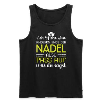 Lustiger Krankenschwester Spruch Sei Nett Zu Mir - Männer Premium Bio Tank Top - Schwarz - Vorne - Michal (187cm)