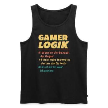 Gamer Logik Gaming Video Games Multiplayer Zocker - Männer Premium Bio Tank Top - Schwarz - Vorne - AI Model Male 178 light (178cm)