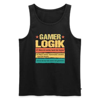Gamer Logik Lustige Zocken Gaming Motive Streamer - Männer Premium Bio Tank Top - Schwarz - Vorne - Michal (187cm)