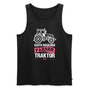 Echte Mädchen Fahren Traktor Bauernfrau Bäuerin - Männer Premium Bio Tank Top - Schwarz - Vorne - Michal (187cm)
