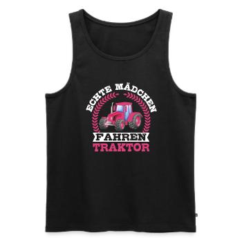 Echte Mädchen Fahren Traktor Bauernfrau Bäuerin - Männer Premium Bio Tank Top - Schwarz - Vorne - Michal (187cm)