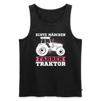 Echte Mädchen Fahren Traktor Bauernfrau Bäuerin - Männer Premium Bio Tank Top - Schwarz - Vorne - Michal (187cm)
