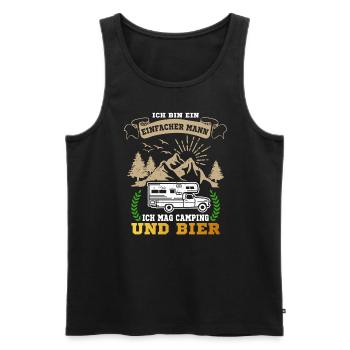 Ich Bin Ein Einfacher Mann Camping Und Bier - Männer Premium Bio Tank Top - Schwarz - Vorne - AI Model Male 178 light (178cm)