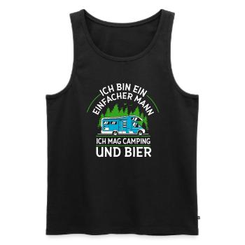Ich Bin Ein Einfacher Mann Camping Und Bier - Männer Premium Bio Tank Top - Schwarz - Vorne - AI Model Male 178 light (178cm)
