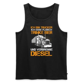 Ich Bin Trucker Esse Fleisch Trinke Bier - Männer Premium Bio Tank Top - Schwarz - Vorne - Michal (187cm)