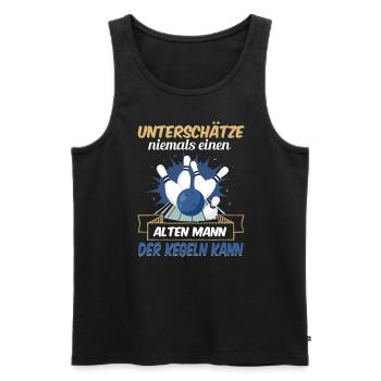 Unterschätze Niemals Einen Alten Mann Der Kegeln - Männer Premium Bio Tank Top - Schwarz - Vorne - Michal (187cm)