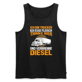 Ich Bin Trucker Esse Fleisch Trinke Bier - Männer Premium Bio Tank Top - Schwarz - Vorne - Michal (187cm)