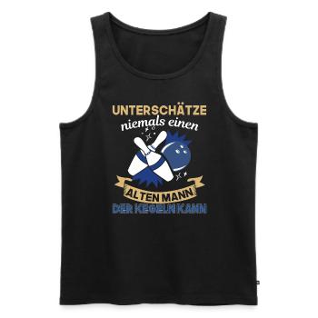 Unterschätze Niemals Einen Alten Mann Der Kegeln - Männer Premium Bio Tank Top - Schwarz - Vorne - Michal (187cm)