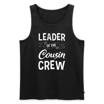 Chef de l’équipage Cousin | Célébration familiale - Débardeur bio Premium Homme - noir - Devant - Michal (187cm)