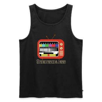 Testbild Retro 80er 90er Motto-Party - Männer Premium Bio Tank Top - Schwarz - Vorne - AI Model Male 178 light (178cm)