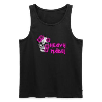 Rockerbraut Heavy Mädel Metal Musik Totenkopf - Männer Premium Bio Tank Top - Schwarz - Vorne - Michal (187cm)