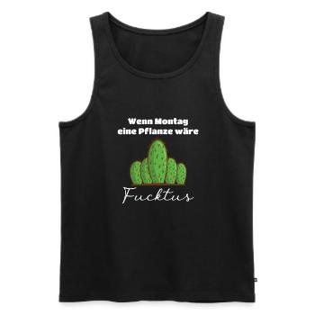 Statement Fucktus Schlecht Gelaunt Kaktus - Männer Premium Bio Tank Top - Schwarz - Vorne - Michal (187cm)