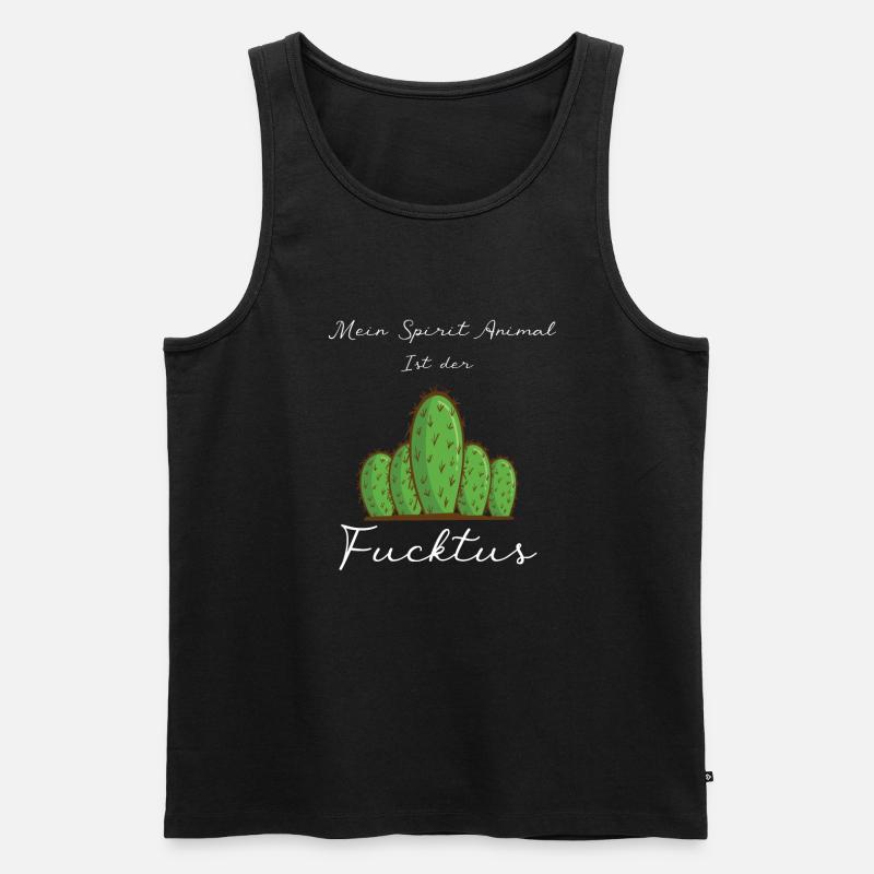 Fucktus Kaktus Mittelfinger Statement - Männer Premium Bio Tank Top - Schwarz