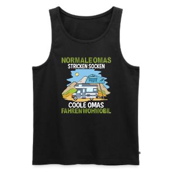Lustiger Spruch Oma Großmutter Wohnwagen Camping - Männer Premium Bio Tank Top - Schwarz - Vorne - Michal (187cm)