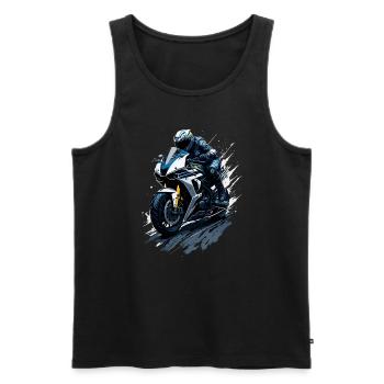 Sport motorcycle illustration - Men's Premium Organic Tank Top - black - Front - AI Model Male 178 light (178cm)