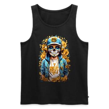 Golden Sugar Skull - Men's Premium Organic Tank Top - black - Front - AI Model Male 178 light (178cm)