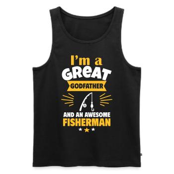 Ingenious godfather and passionate angler - Men's Premium Organic Tank Top - black - Front - AI Model Male 178 light (178cm)
