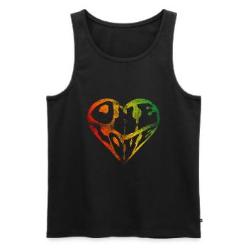 un amour coeur forme texte typographie reggae - Débardeur bio Premium Homme - noir - Devant - Michal (187cm)