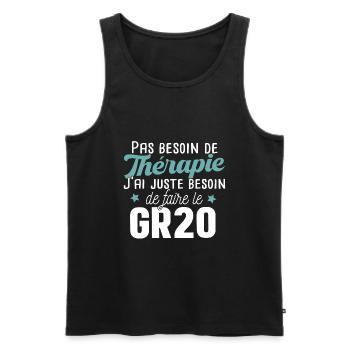 GR20 Corse Randonnée Sport Marathon Cadeau T-shirt - Débardeur bio Premium Homme - noir - Devant - AI Model Male 178 light (178cm)