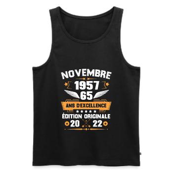 Novembre 1957 Idée Cadeau D'anniversaire 65 Ans - Débardeur bio Premium Homme - noir - Devant - Michal (187cm)