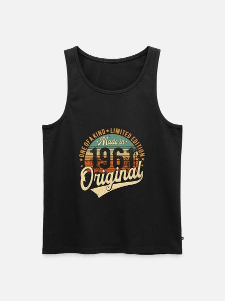1961 Vintage Born Retro Vintage Birthday - Men's Premium Organic Tank Top - black