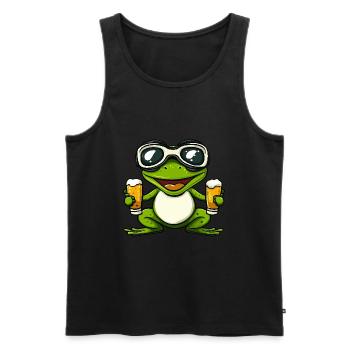 Frosch Apres Ski Bier - Männer Premium Bio Tank Top - Schwarz - Vorne - AI Model Male 178 light (178cm)