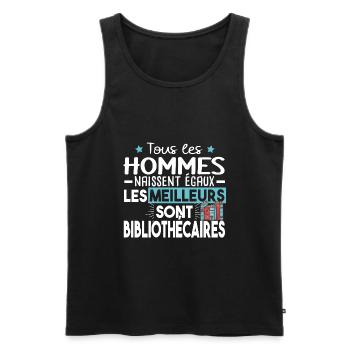 Bibliothécaire Bibliothèque Métier Livre Humour - Débardeur bio Premium Homme - noir - Devant - Michal (187cm)