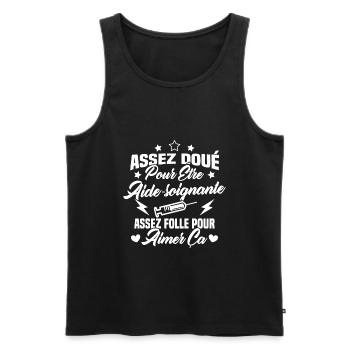 Assez doué pour être aide-soignante assez folle - Débardeur bio Premium Homme - noir - Devant - Michal (187cm)