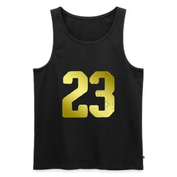 23 Maillot numéro - Débardeur bio Premium Homme - noir - Devant - Michal (187cm)
