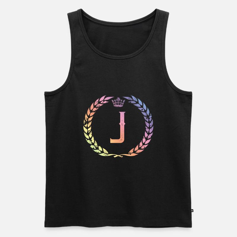 J Buchstabe Kranz - Männer Premium Bio Tank Top - Schwarz