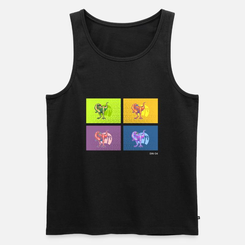 DIN O4 (Saurier-Pop-Art-Edition) - Männer Premium Bio Tank Top - Schwarz