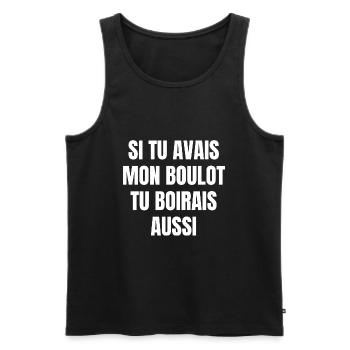 si tu avais mon boulot tu boirais aussi - Débardeur bio Premium Homme - noir - Devant - AI Model Male 178 light (178cm)