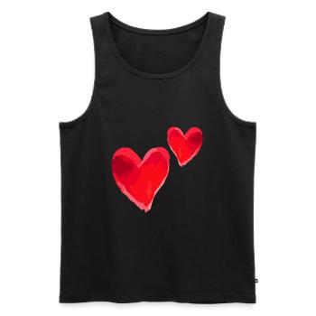 Coeurs Amour En Amour Saint Valentin - Débardeur bio Premium Homme - noir - Devant - Michal (187cm)
