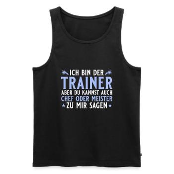 Fitnesstrainer Chef oder Meister - Trainer - Männer Premium Bio Tank Top - Schwarz - Vorne - Michal (187cm)