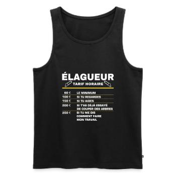 Humour élagueur tarif horaire cadeau - Débardeur bio Premium Homme - noir - Devant - Michal (187cm)