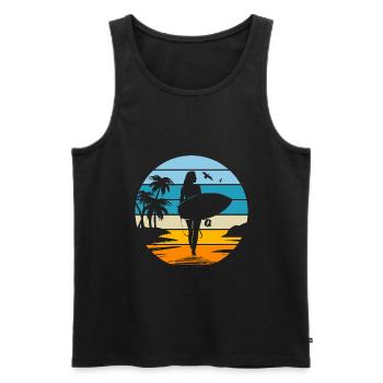 maman femme surfeuse cadeau femme sport surf - Débardeur bio Premium Homme - noir - Devant - AI Model Male 178 light (178cm)